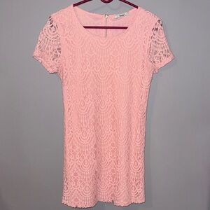 Papaya Soft Pink Lace Mini Dress